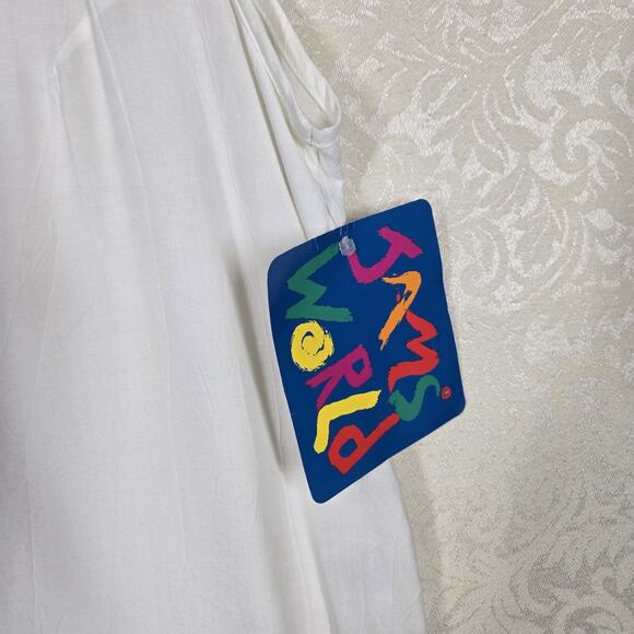 Jams World Tank Top sz XL White Sleeveless Side Slits - Picture 7 of 13